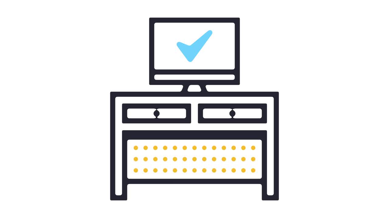 Office Desk Line Icon Animation