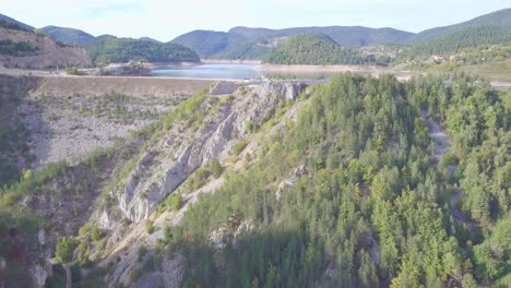 revealing aerial 4k shot of lake zaovine and tara mountain, serbia
