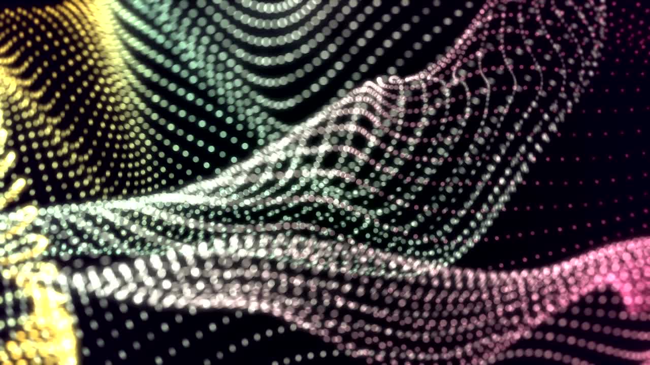 elegante bucle de fondo de movimiento abstracto, campo de partículas ondulantes que bailan