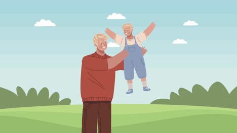 padre rubio y hijo personajes familiares de animación