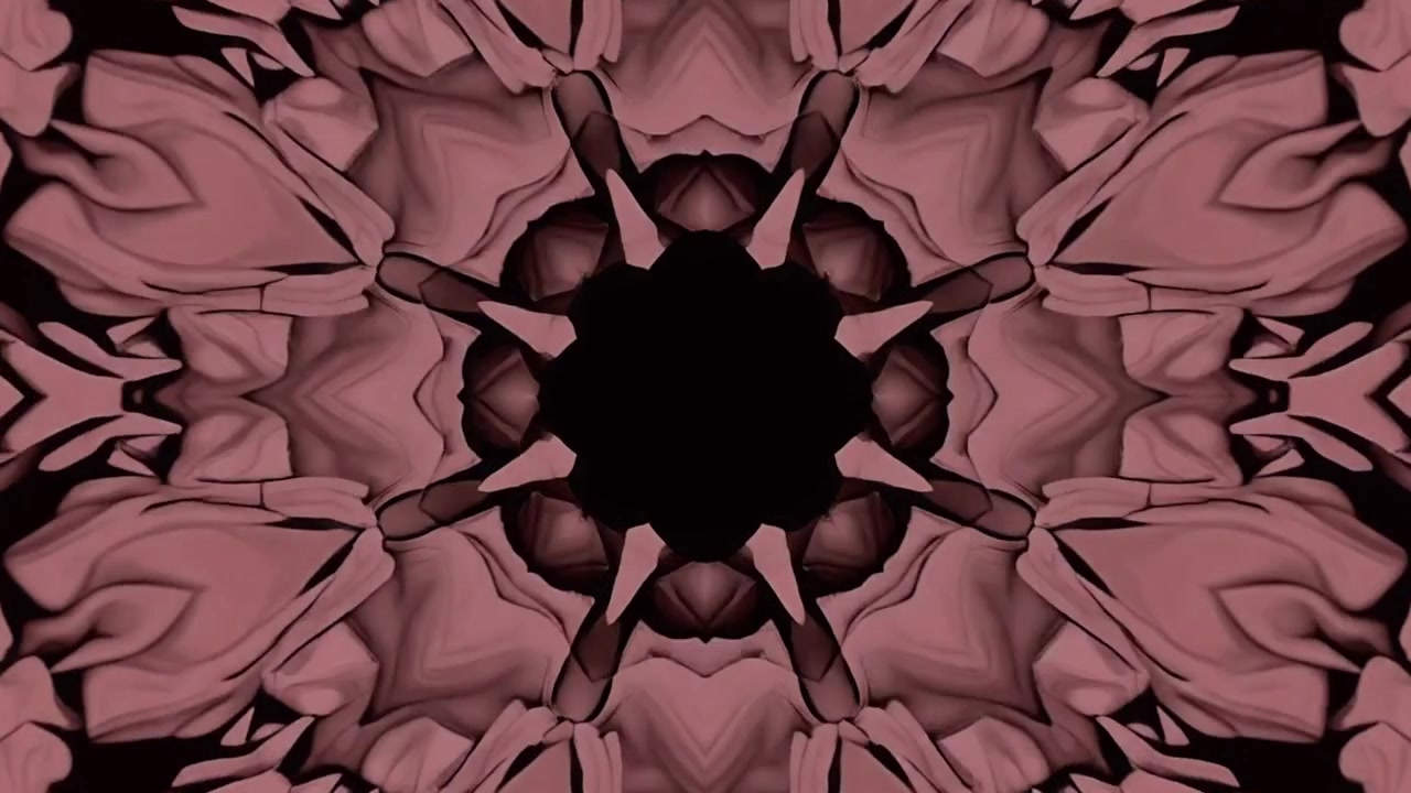 Motivo Astratto a Caleidoscopio con Forme Geometriche Rotanti in Rosso Tenue