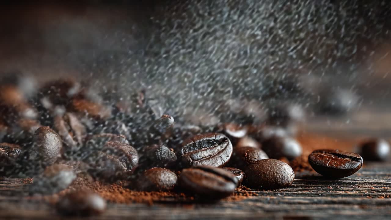An Artistic Close-Up of Coffee Beans Highlighting the Richness and Depth of Flavor with a Focus on Ground Coffee and Natural Textures, Perfect for Coffee Lovers and Enthusiasts