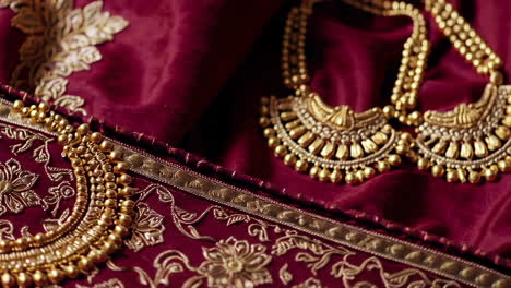indian wedding saree with gold jewelry