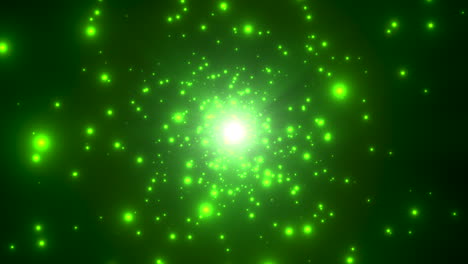 motion green particles and stars in galaxy 3