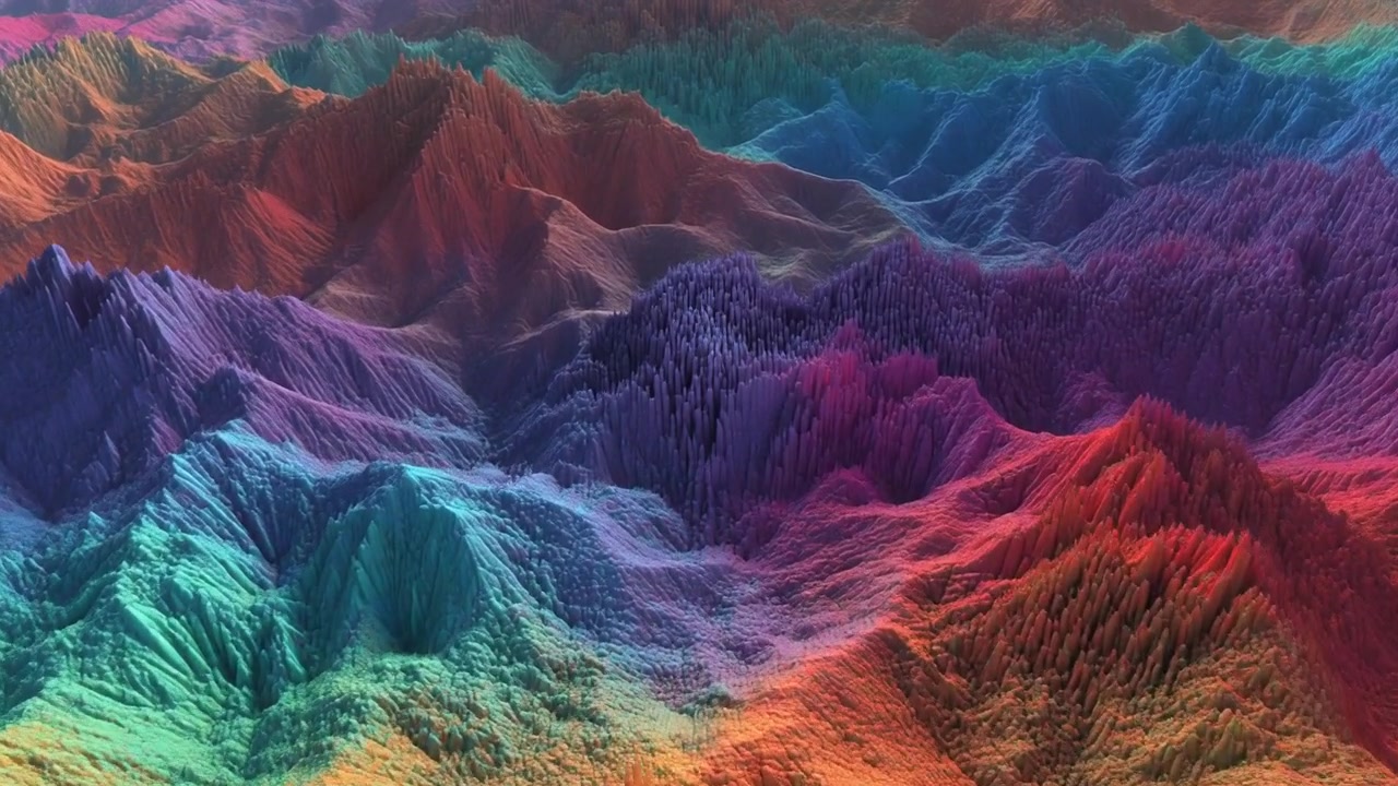 Abstract Digital Landscape with Vibrant Colorful Terrain