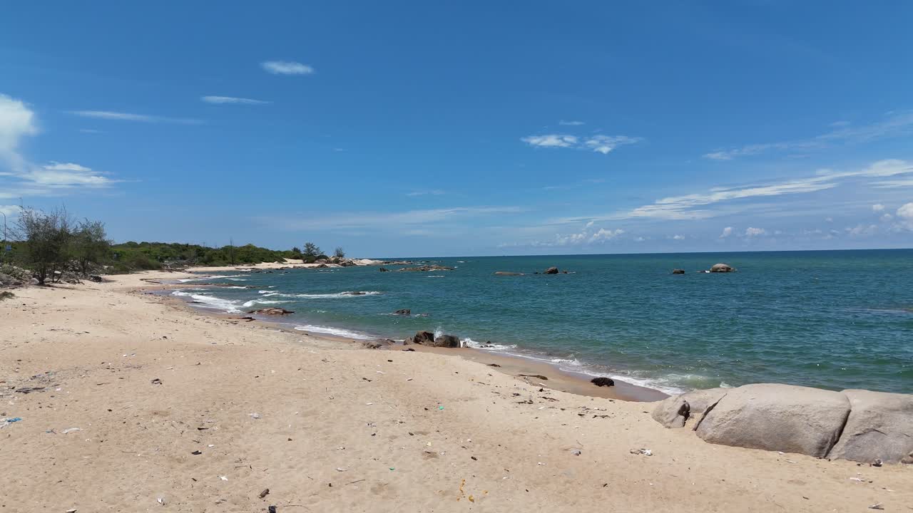 Aerial View Dolly of the Coast in Ho Tram