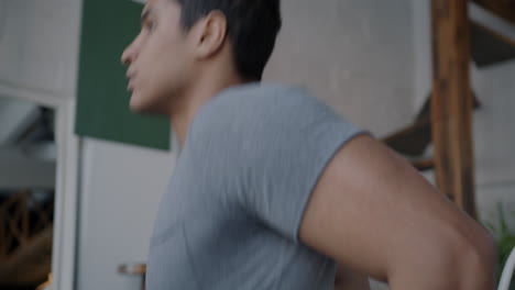 man exercising indoors