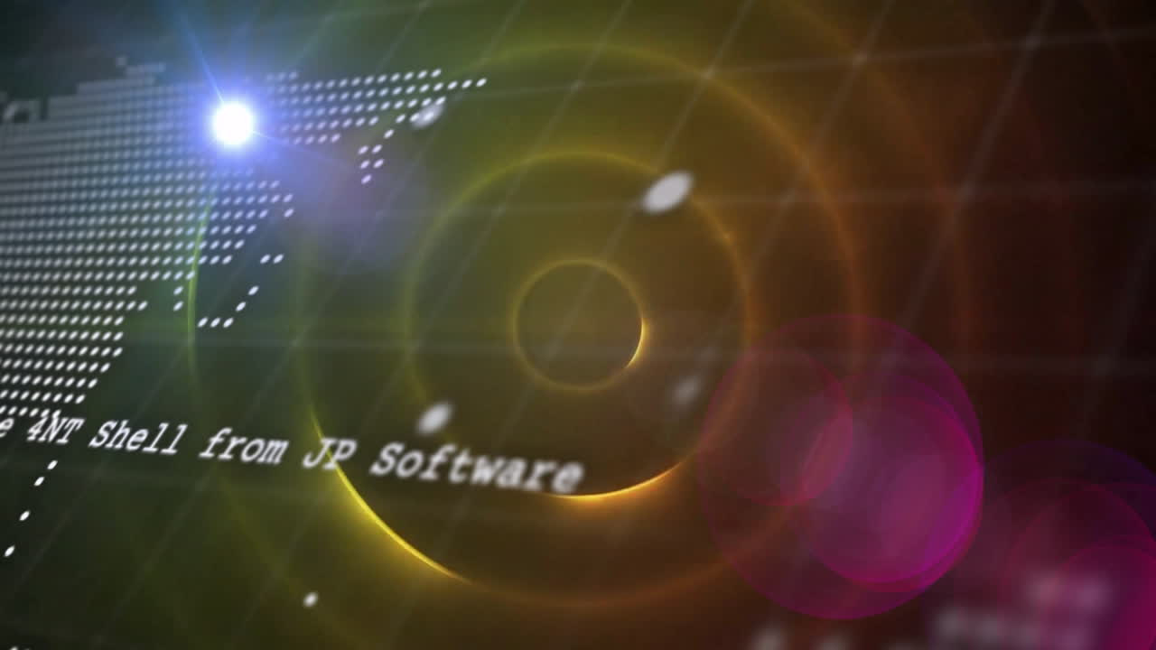 세계 지도의 애니메이션과 네온 원을 통해 데이터 처리