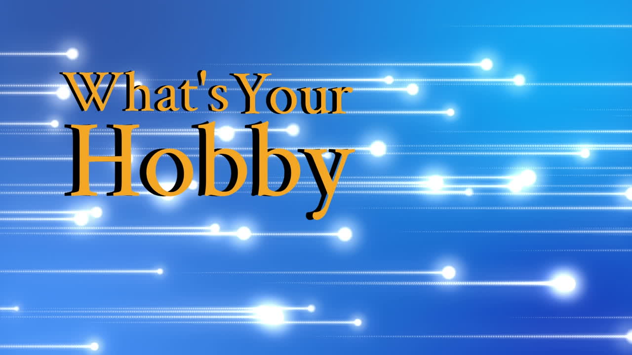 파란색 배경에 당신의 취미 텍스트의 애니메이션