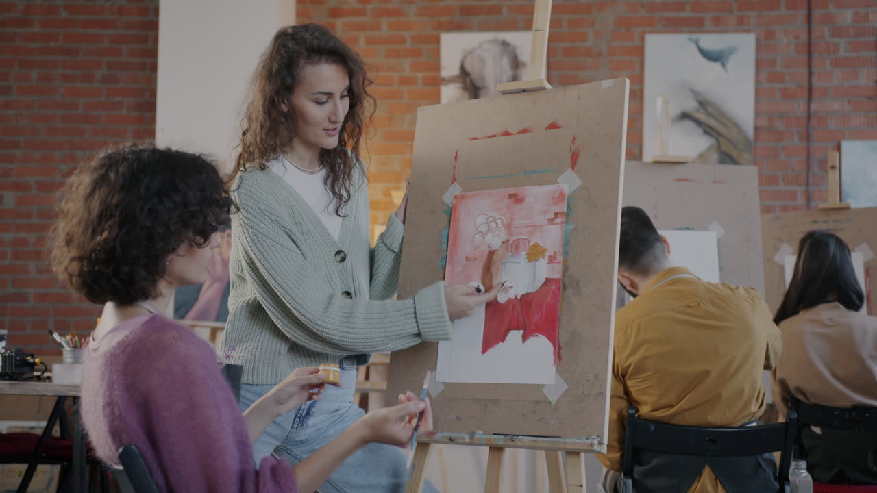Art Class Students Learning Painting