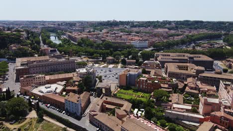 sweeping drone shot of rome reveals urban sprawl, domes and winding tiber river