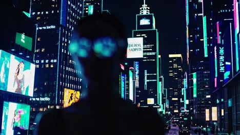 woman in sunglasses at night city