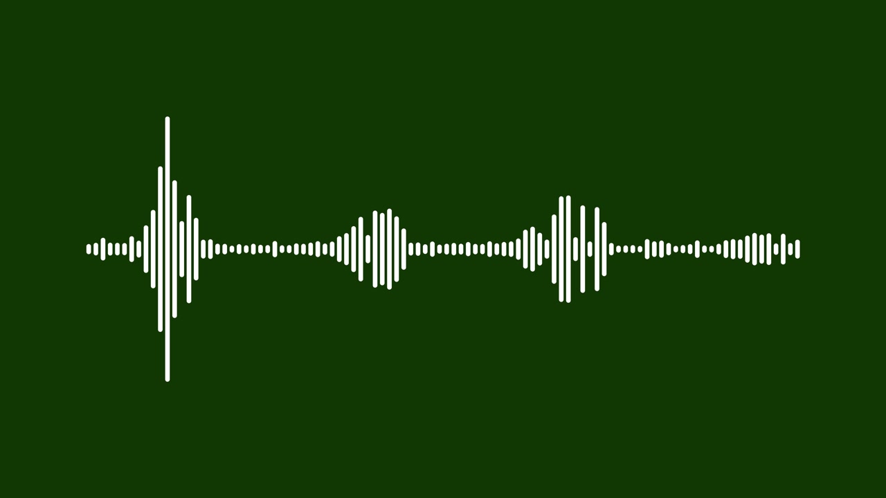Visualizzazione Dinamica Bianca della Forma d'Onda Audio su Sfondo Verde Scuro