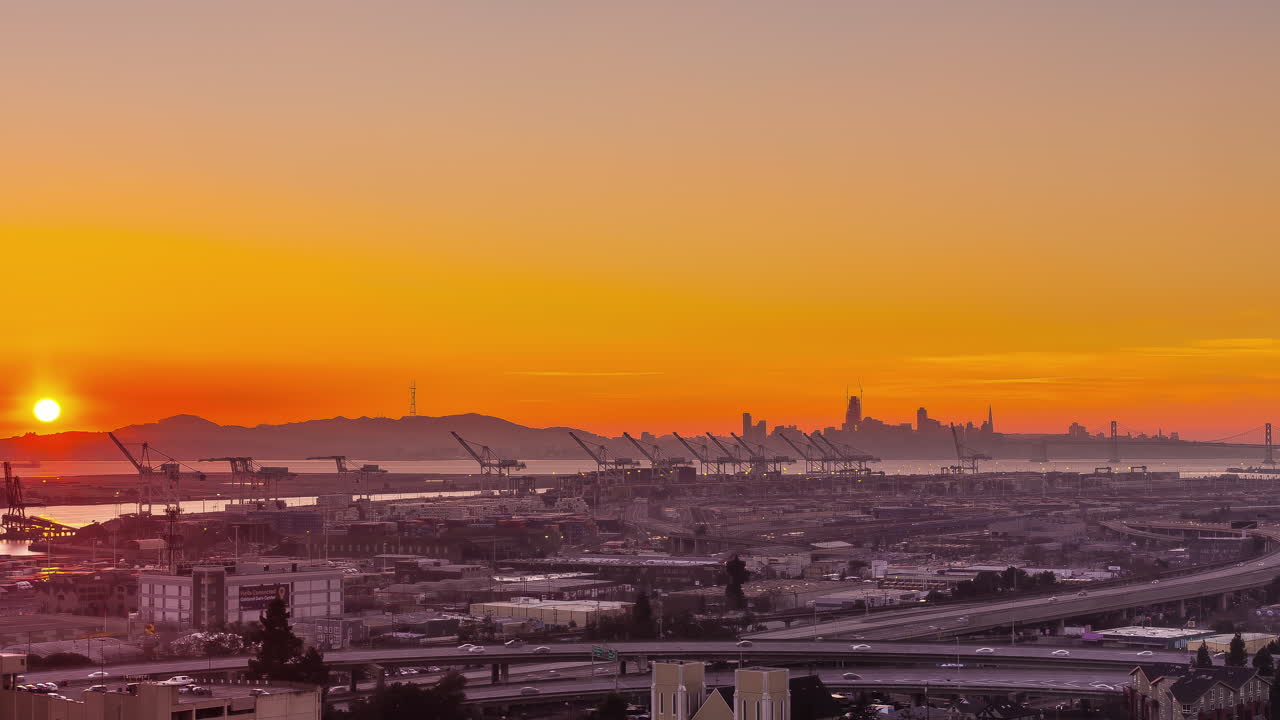 일몰의 저속 촬영, 샌프란시스코 포트, 미국