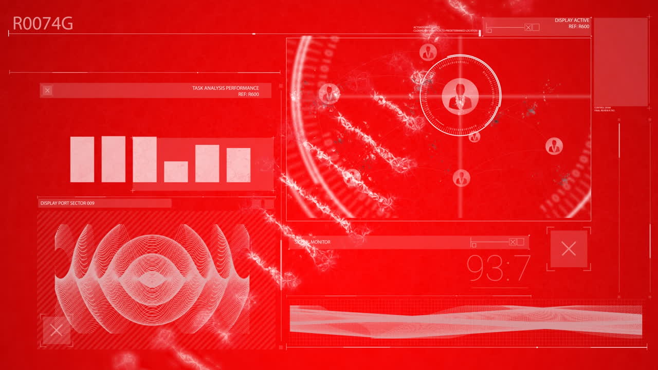 Animation of data processing over dna strand