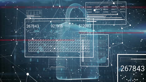 animation of financial data processing over padlock