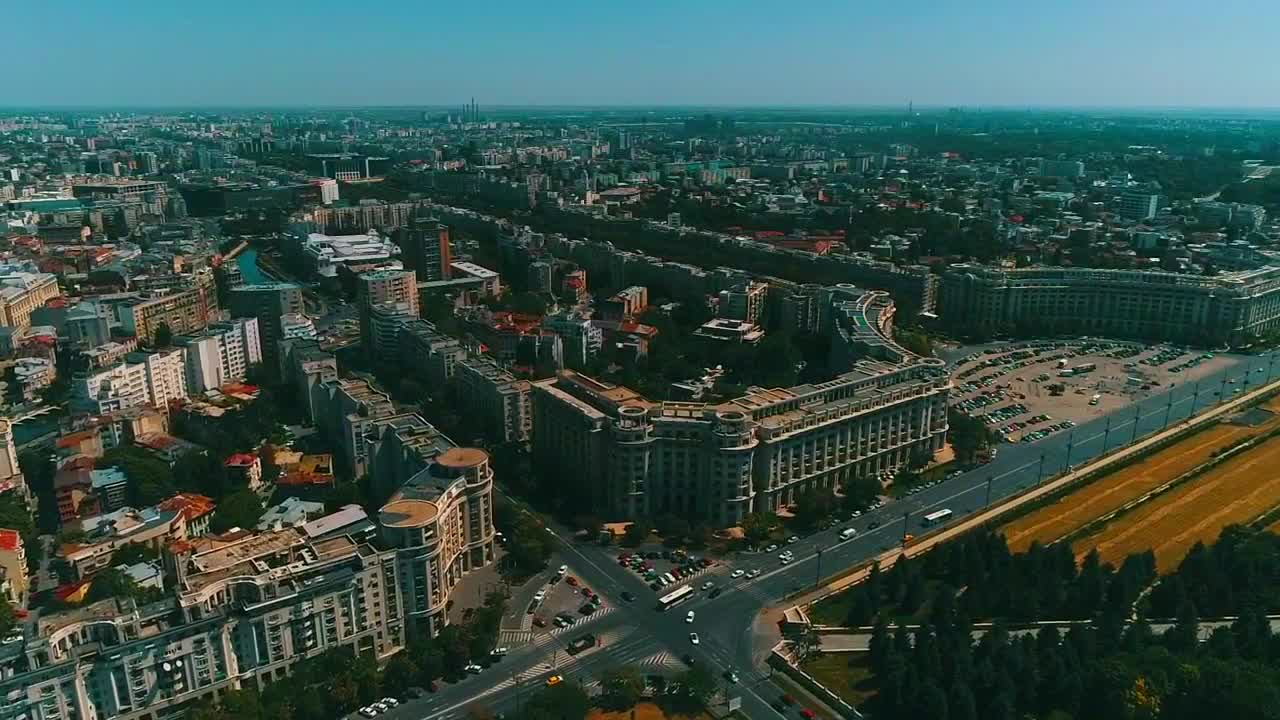 Aerial view of Bucharest cityscape