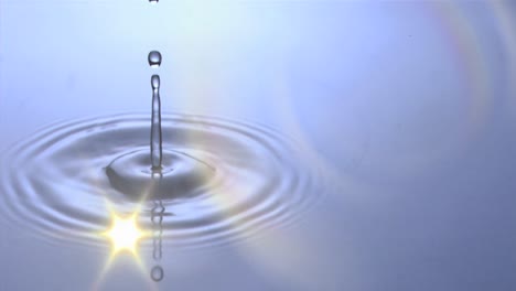 Animación-De-Puntos-De-Luz-Sobre-Una-Gota-De-Agua