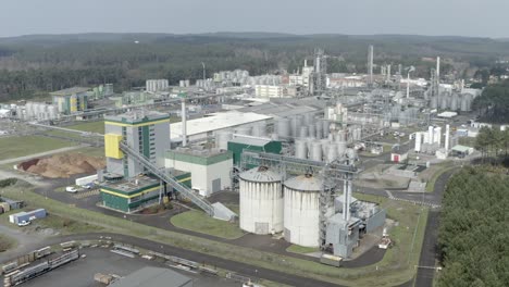 DRT sustainable cogeneration plant for green energy. Vielle-Saint-Girons, France. Aerial drone