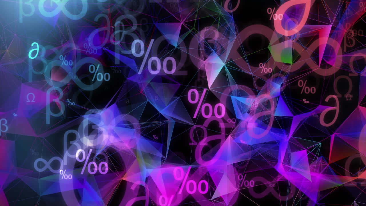 símbolos matemáticos flotando contra las redes de plexo