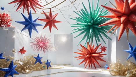 vibrant patriotic star and spike decorations