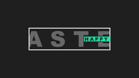 happy easter text in frame on fashion black gradient