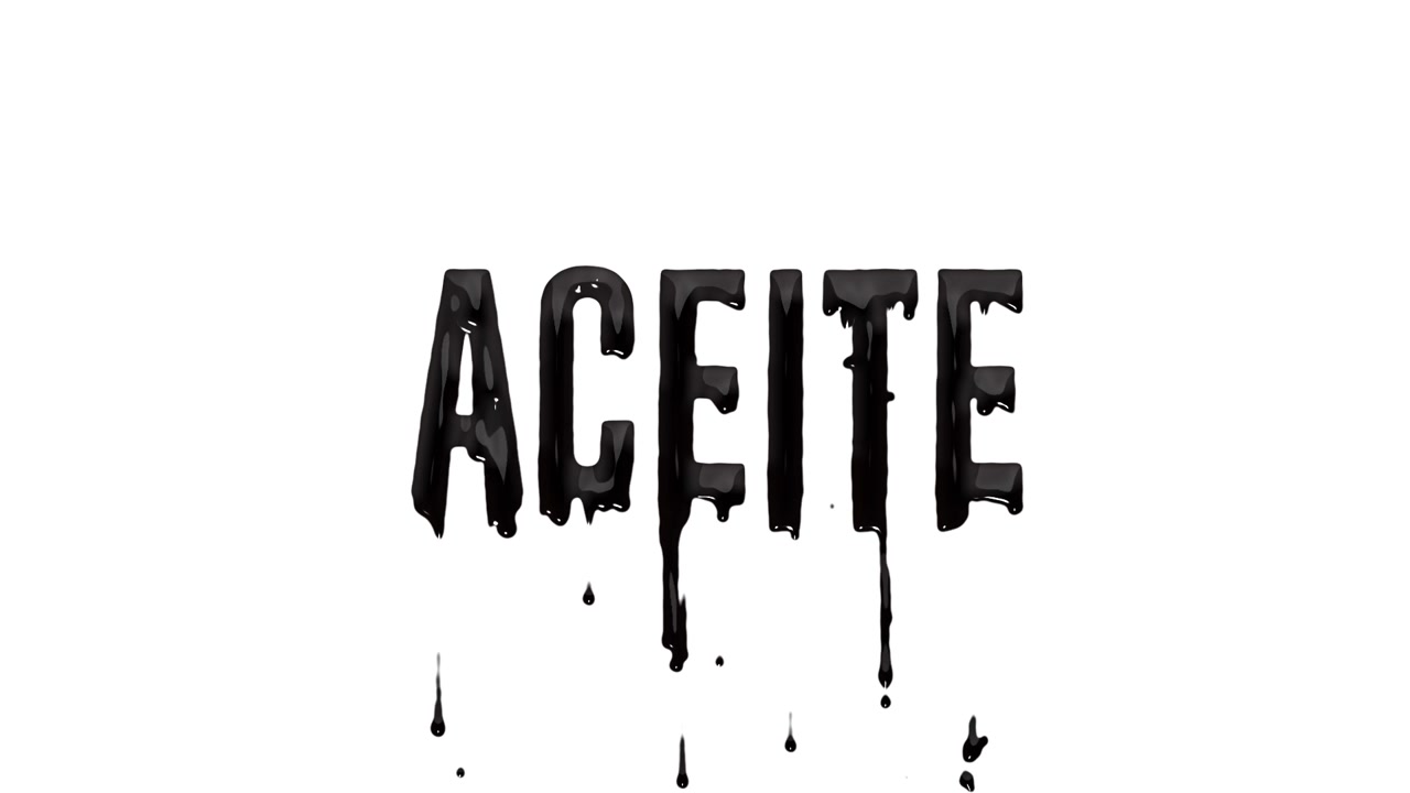The word ACEITE in dripping black letters, showcasing a unique and artistic design.