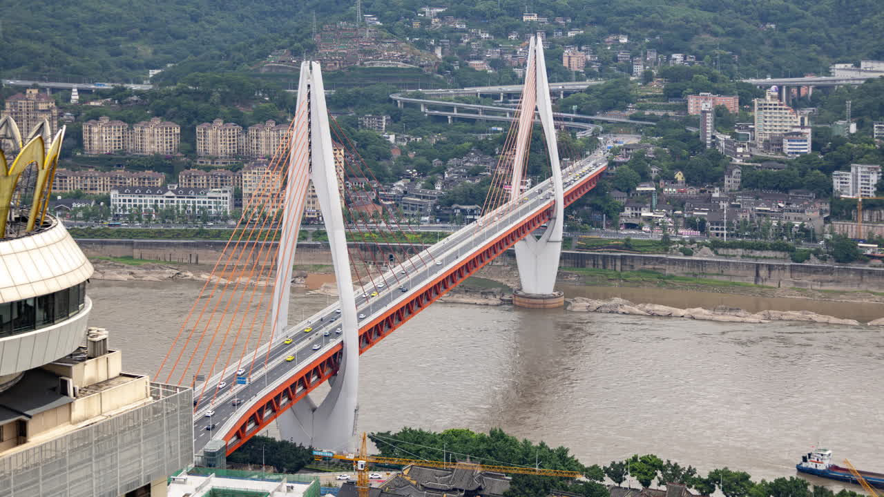 Timelapse of the amazing Chongqing city skyline from a high vantage point