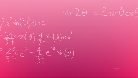 animación de fórmulas matemáticas escritas a mano sobre un fondo rosa
