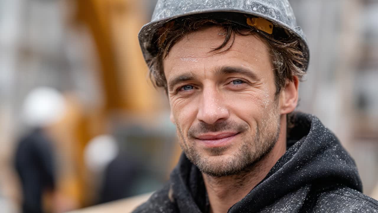 A Portrait of a Confident Construction Worker Smiling on the Job Site, Showcasing Professionalism and Dedication in a Dynamic Work Environment