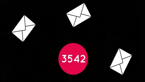 envelopp icoontjes vliegen op zwarte achtergrond 4k