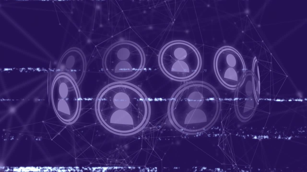 Animation of data processing over blue background