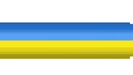 animation of peace symbol over moving blue and yellow ukraine flag stripes