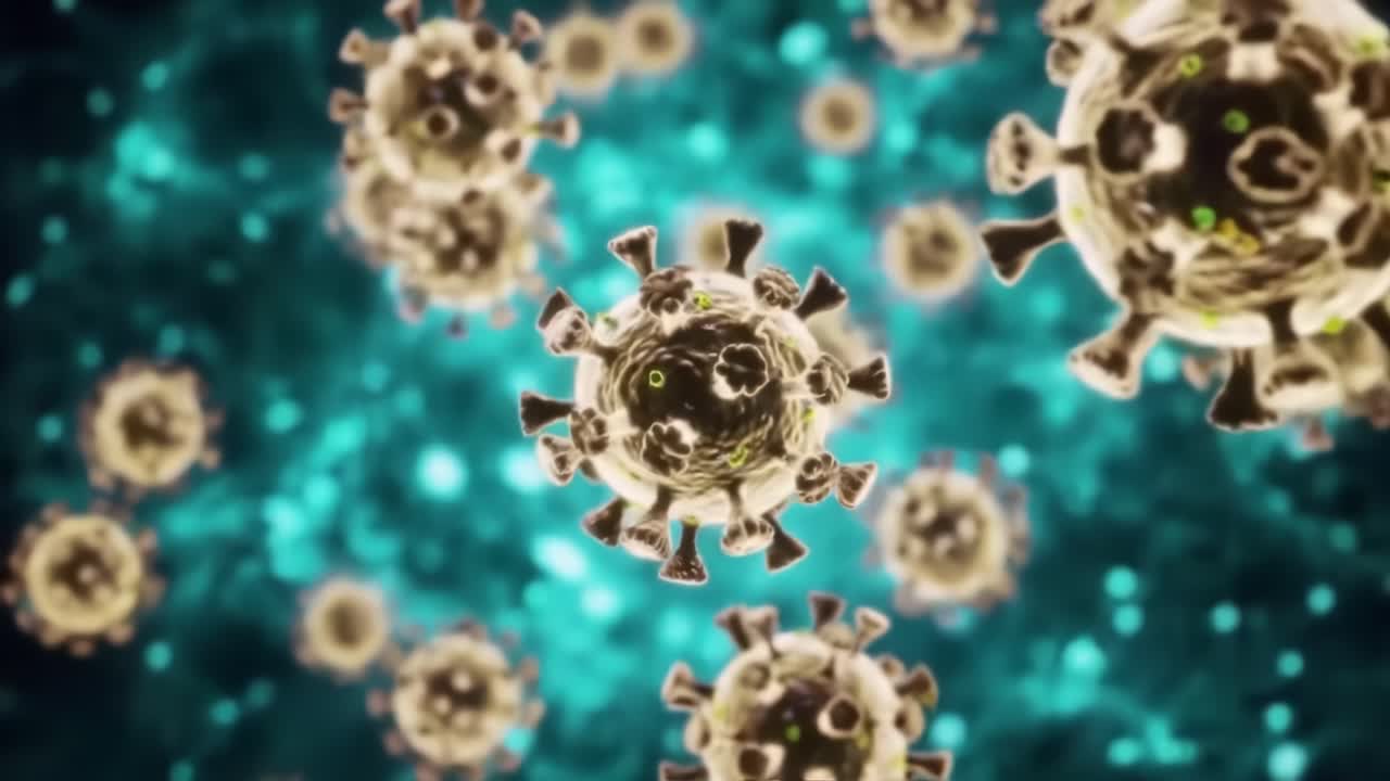 Microbial Exploration: Stunning Close-Up Visuals of Viruses Showcasing Intricate Structures and Vibrant Surroundings in High-Definition Clarity