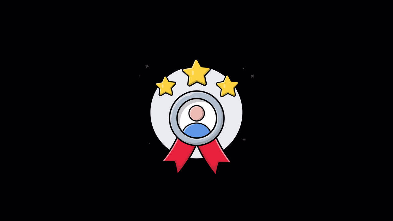 Animated Rating Badge Icon with Stars Appearing