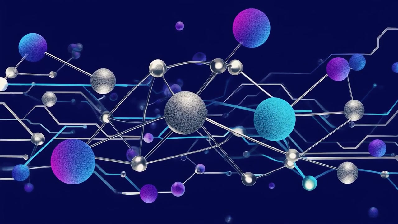 Abstract Digital Network with Floating Spheres and Circuit Lines