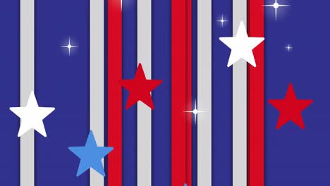 Animation-of-blue,-white-and-red-stripes-and-stars