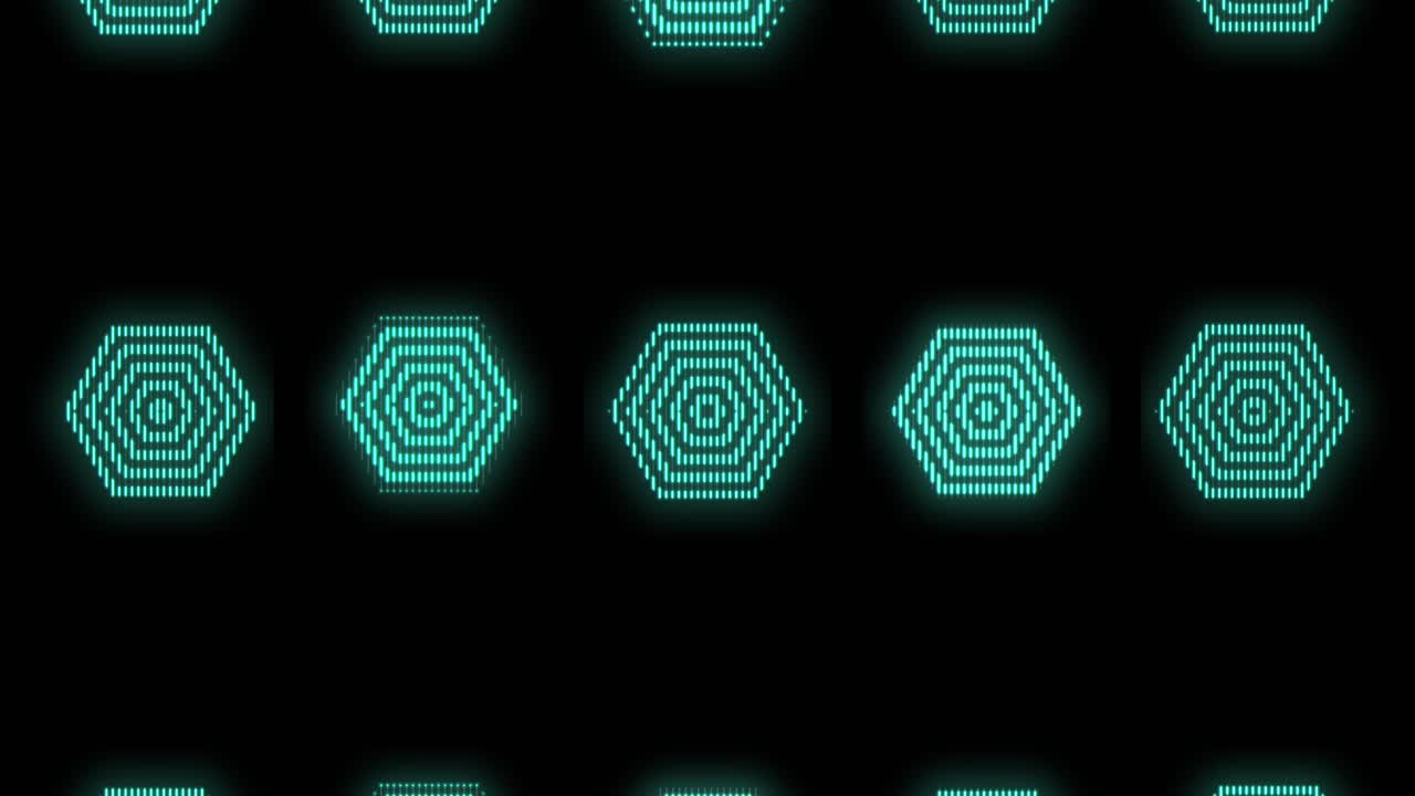 Neon blue hexagon geometric pattern