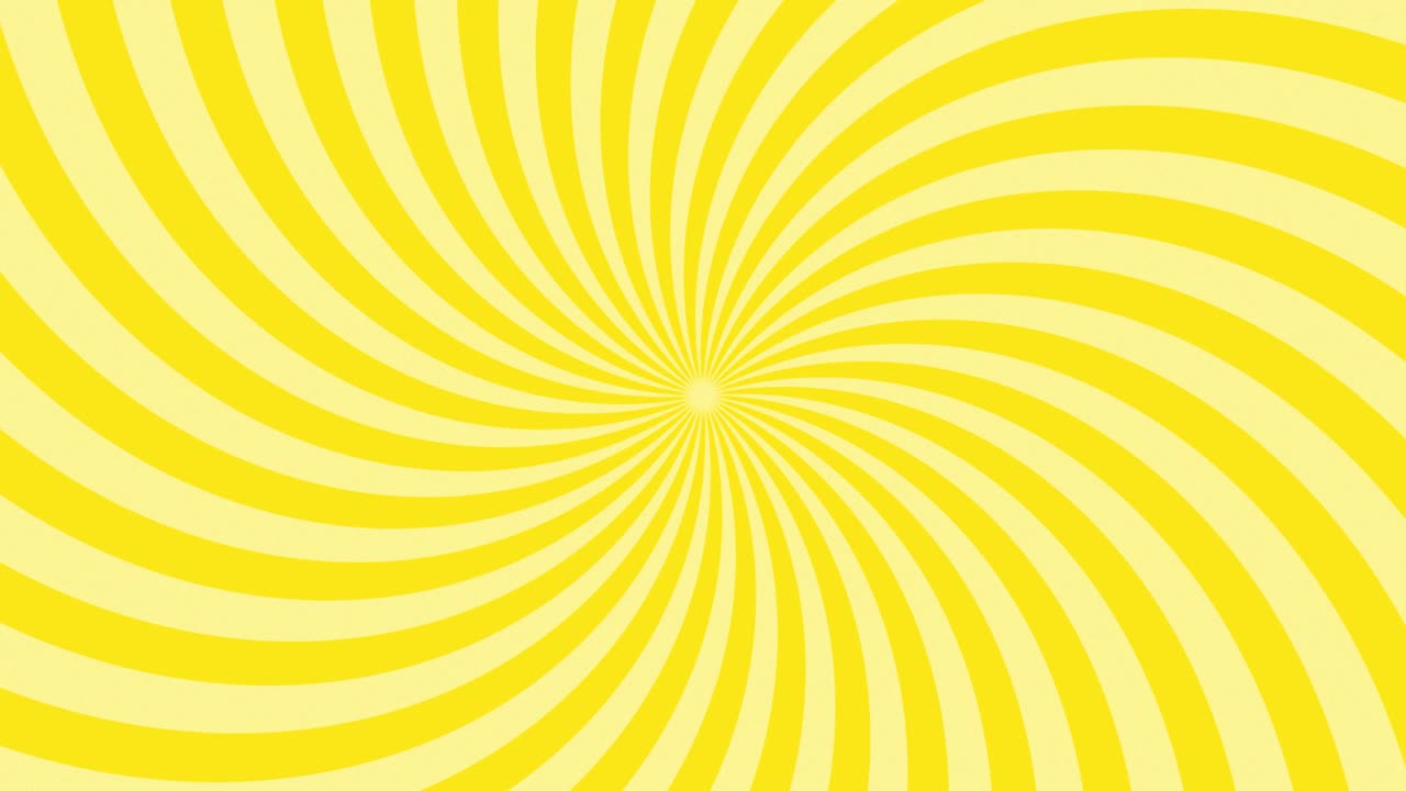 Curve yellow radial lines spin around the center of a background.