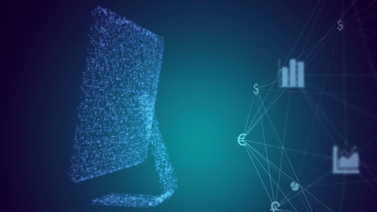 Animation of network of connections over computer