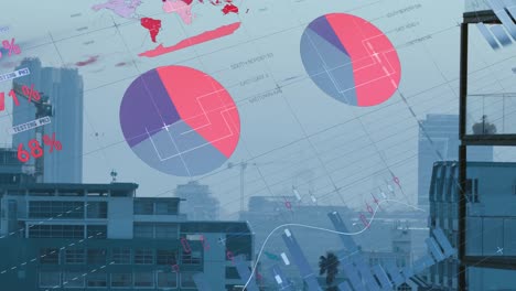 Animation-of-financial-data-processing-over-cityscape