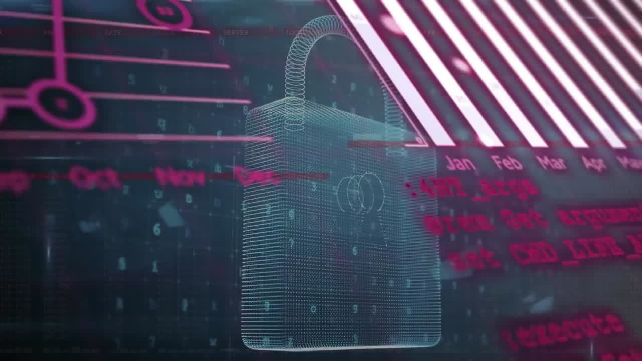 animación del procesamiento de datos a través de un candado de seguridad en línea