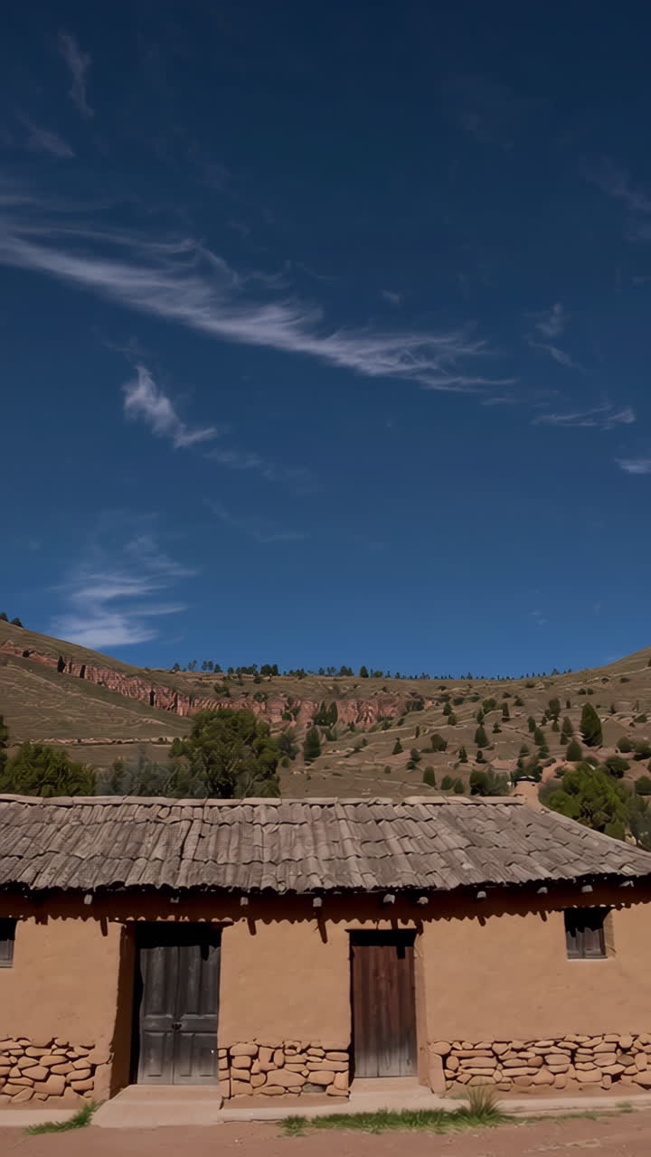 Casas de adobe en la Cordillera de los Andes