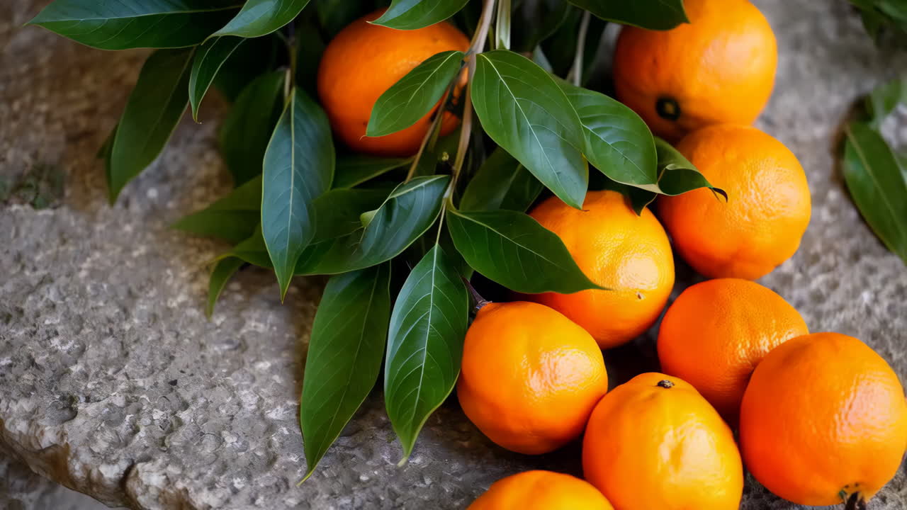Fresh Oranges on a Stone Surface