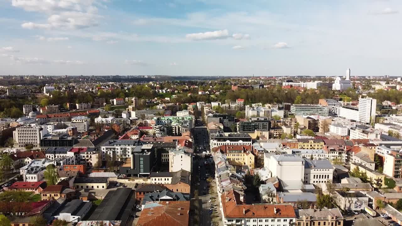 centro de la ciudad de kaunas, vista panorámica aérea