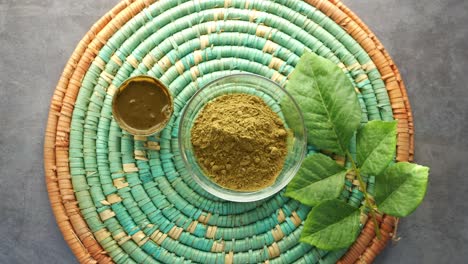 henna powder and leaves for hair and skin