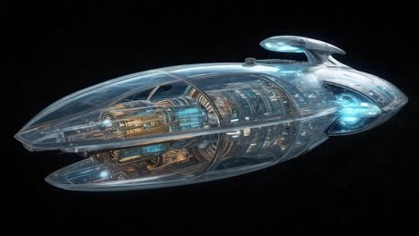 advanced transparent spaceship in space