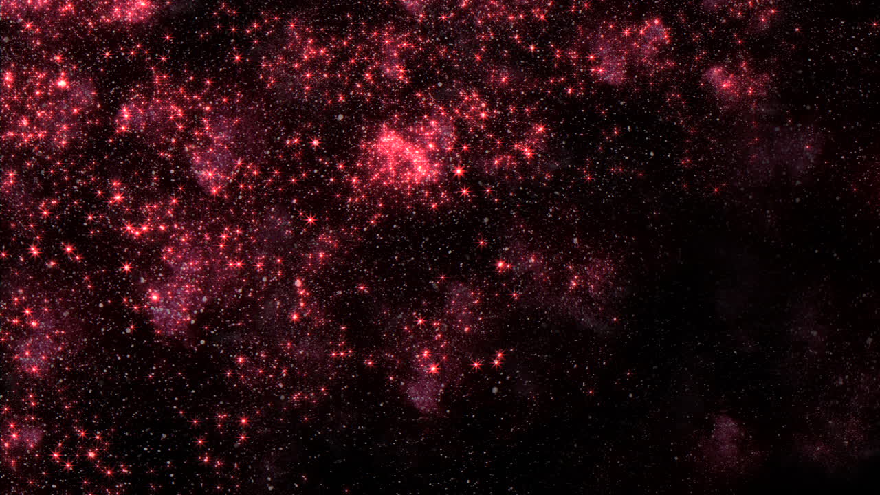 어두운 은하에서 성운과 반짝이 효과가 있는 붉은 별