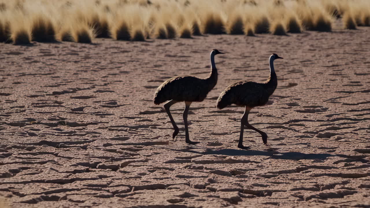 Two Emus in a Dry Australian Landscape