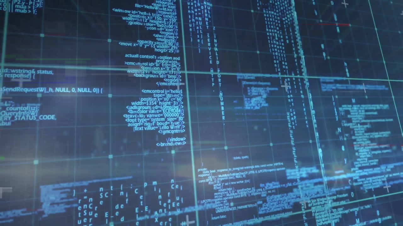 animación del procesamiento de datos digitales sobre un fondo negro
